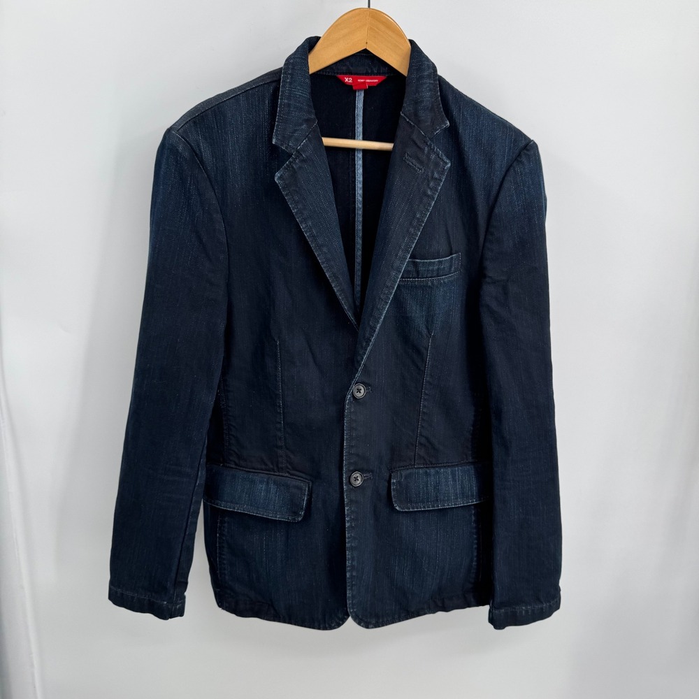 X2 DENIM LABORATORY Women's‎ S Dark Wash Denim Blazer Jacket Made in Turkey